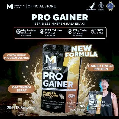 MUSCLE FIRST Pro Gainer 2lbs/900gr - Mass Gainer Penambah Berat Badan