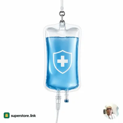 Vitamin IV drip treatment with blue infusion bag — Bali Medic Care