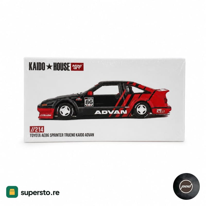 Boxed model car Kaido House Toyota AE86 Sprinter Trueno Advan - black & red,