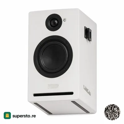 Wall-mount speaker - white compact box with front port and two drivers (used)