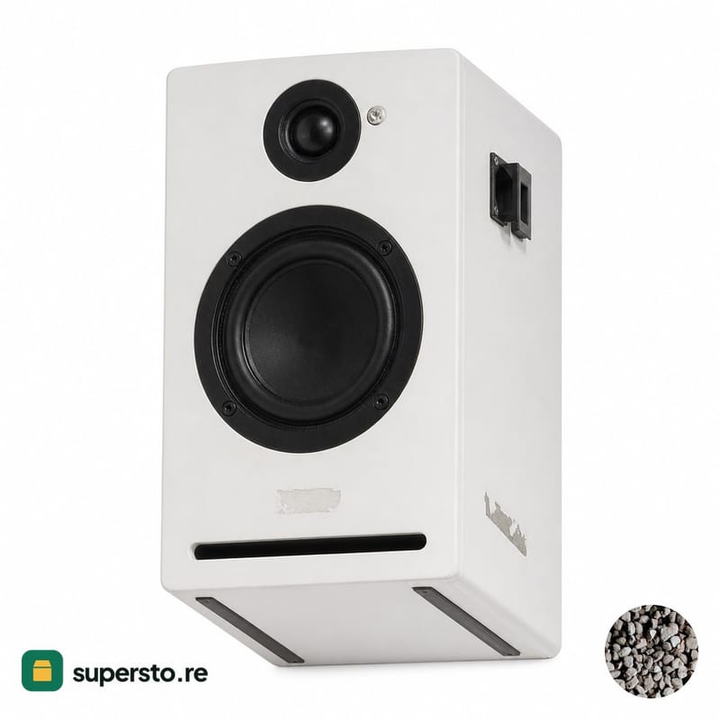 Wall-mount speaker - white compact box with front port and two drivers (used)
