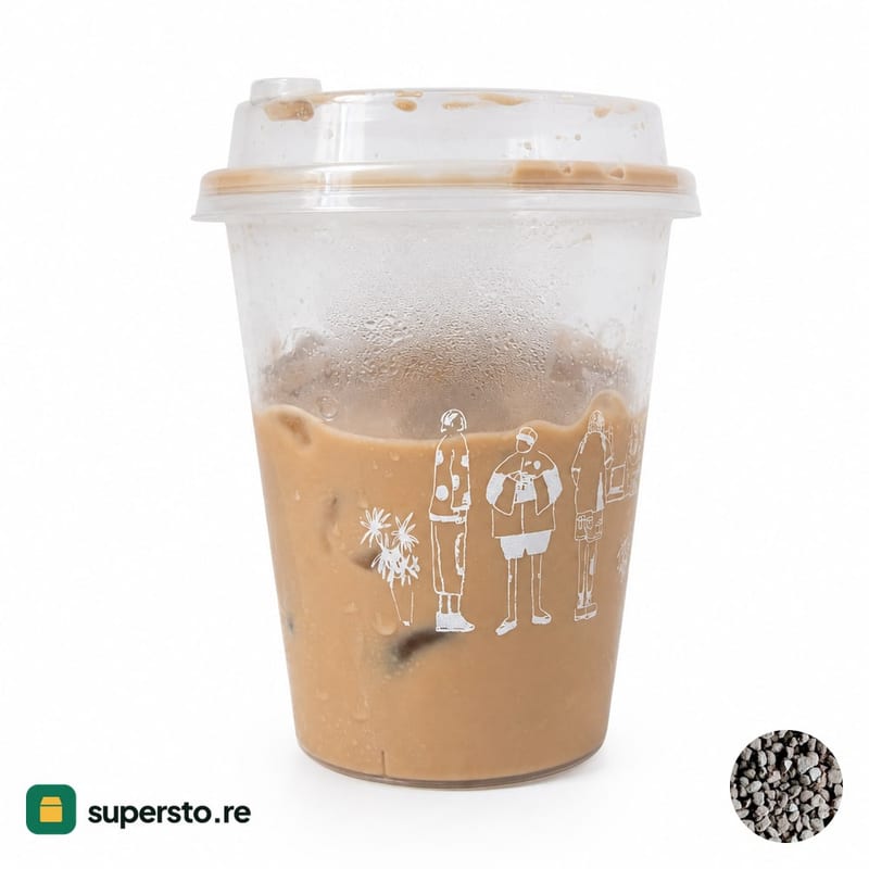 gelas iced latte plastik tutup bening cup es kopi 350ml bekas motif orang putih
