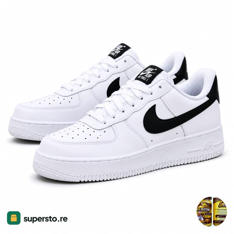 Nike Air Force 1 sneakers white durable leather with black swoosh