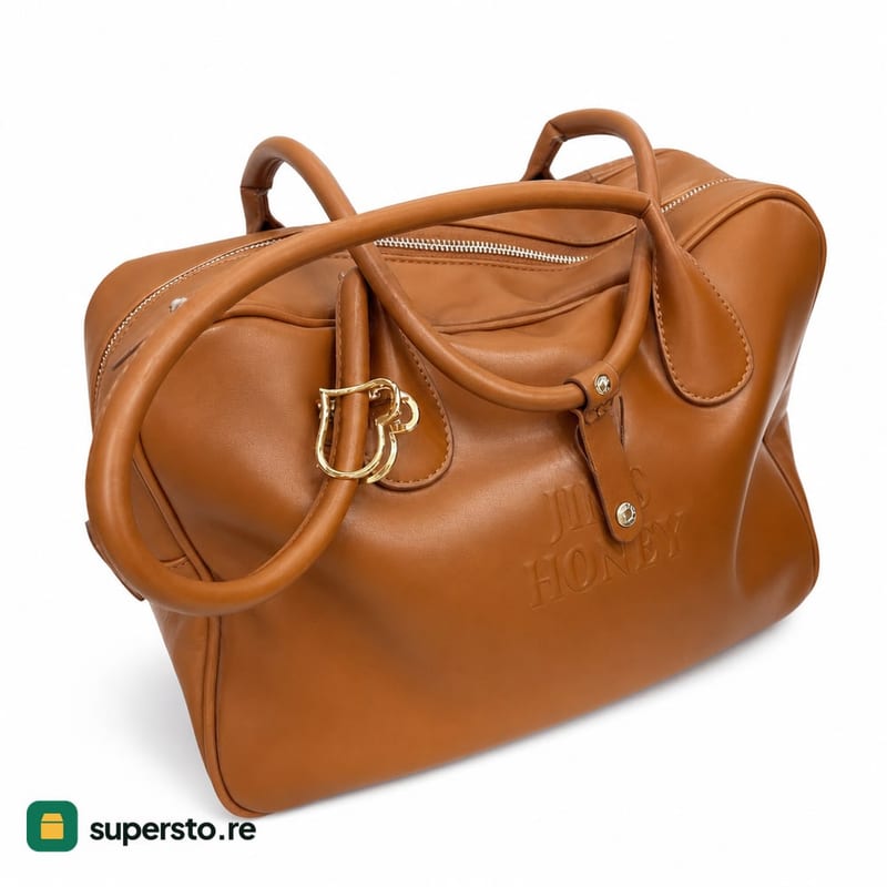 tas kulit wanita coklat karamel handbag JIMMY HONEY double top handles tas
