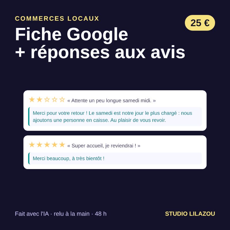 Fiche Google + réponses aux avis