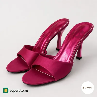 Mule high heels in pink fuchsia