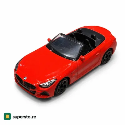 Diecast convertible car small red metal and plastic with BMW logo